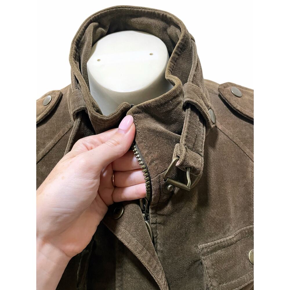 Esprit Utility Belted Jacket Green Brown Military Style Women’s Size Small - Picture 11 of 15